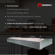 Campana extractora de acero inoxidable 76cm Shorbull Gris 3 velocidades