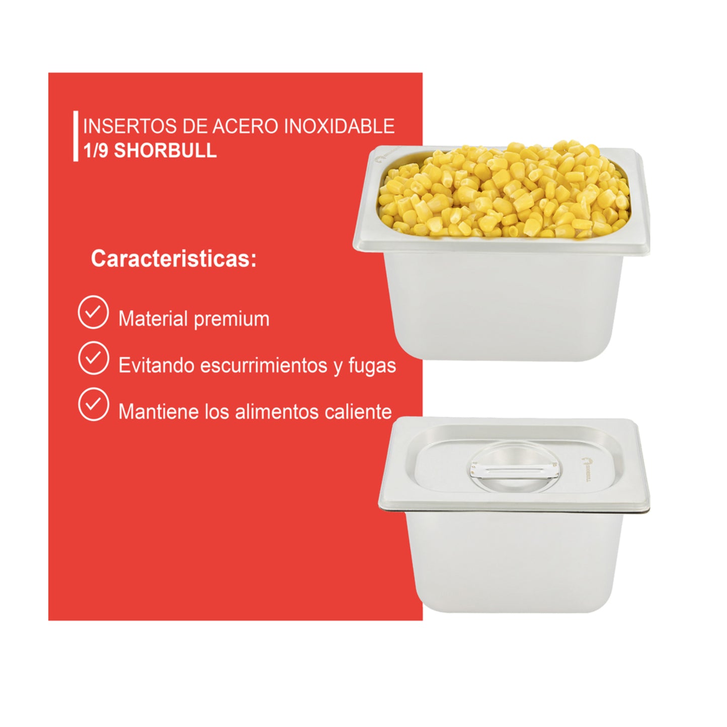 Inserto Acero Inoxidable 1/9 15cm con tapa