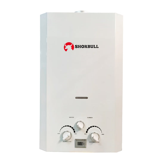 Calentador de Agua Instantáneo SHORBULL 12 Litros con Display Digital Blanco