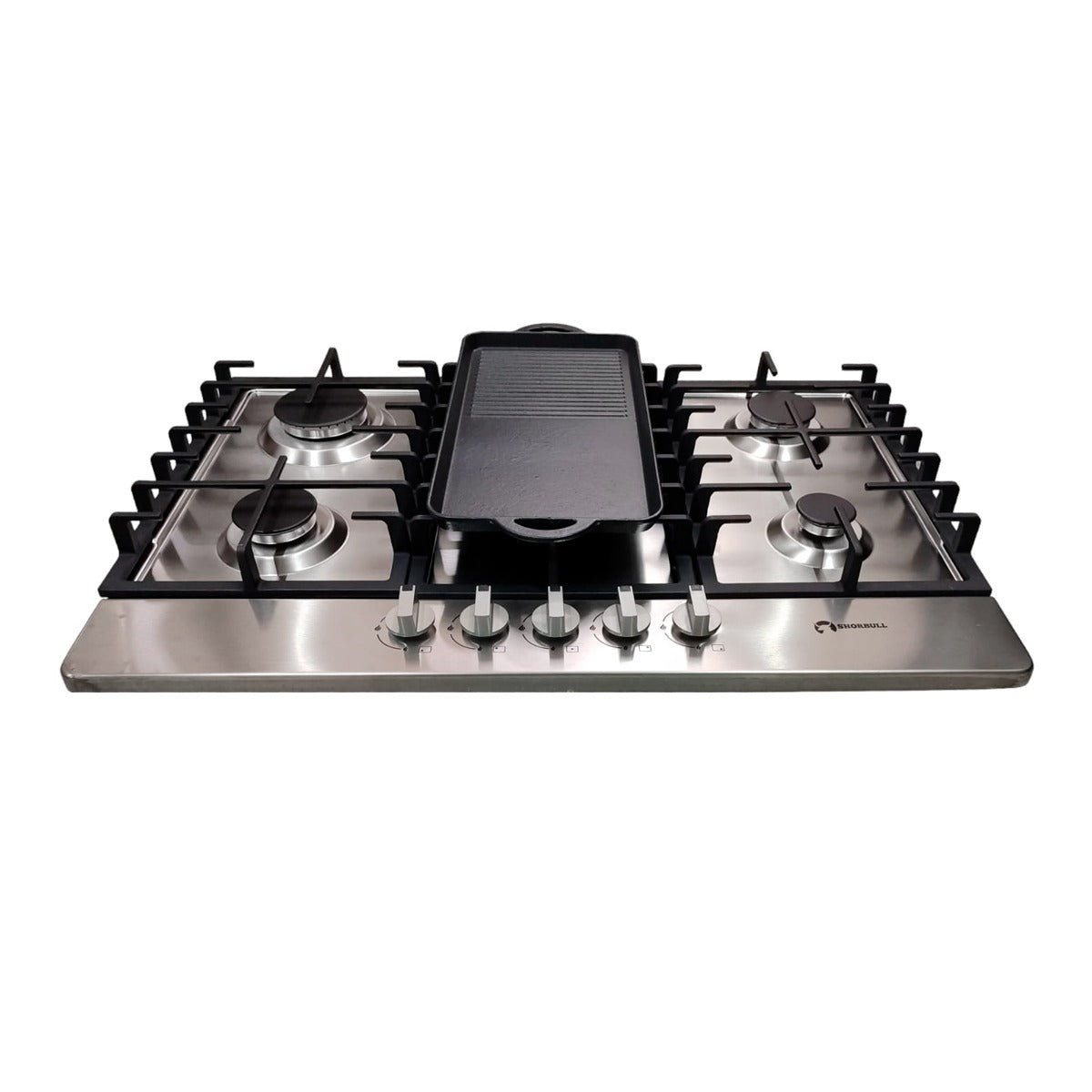 Estufa Acero Inoxidable Shorbull 5 Quemadores con Comal Gas Empotrable