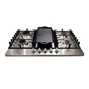Estufa Acero Inoxidable Shorbull 5 Quemadores con Comal Gas Empotrable