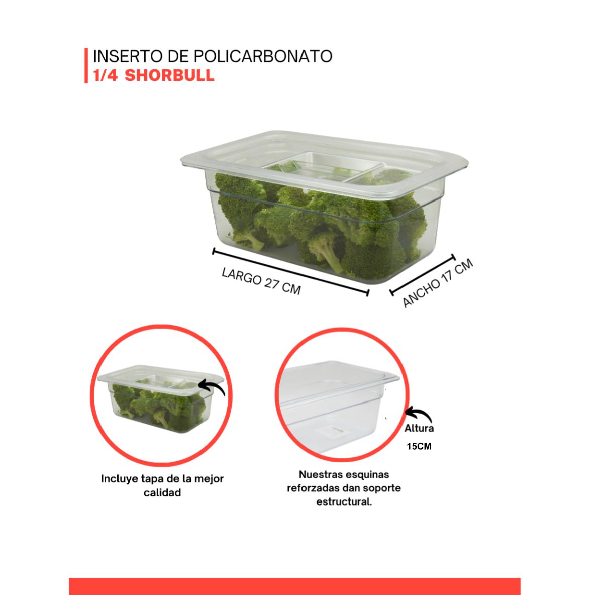 Inserto de policarbonato de 1/4 15cm con tapa