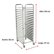 Rack espiguero con 20 niveles Shorbull Acero inoxidable con llantitas