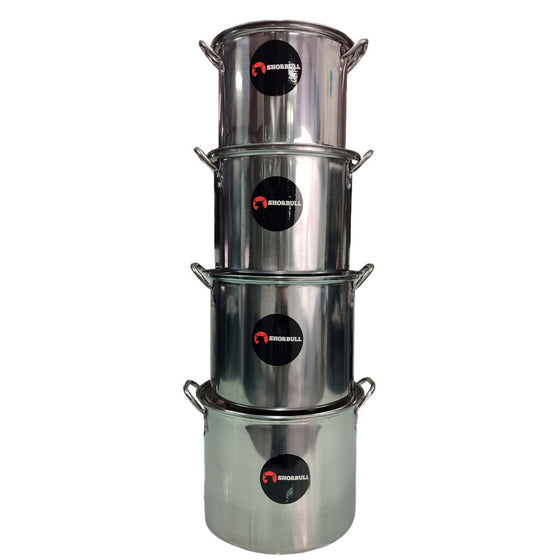 Juego de ollas Excellence de Acero Inoxidable con tapa 8 pz Shorbull