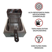Freidora eléctrica de aceite 6 litros Acero Inoxidable Shorbull Gris