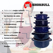 Juego de ollas de peltre Shorbull International 10pzs Azul