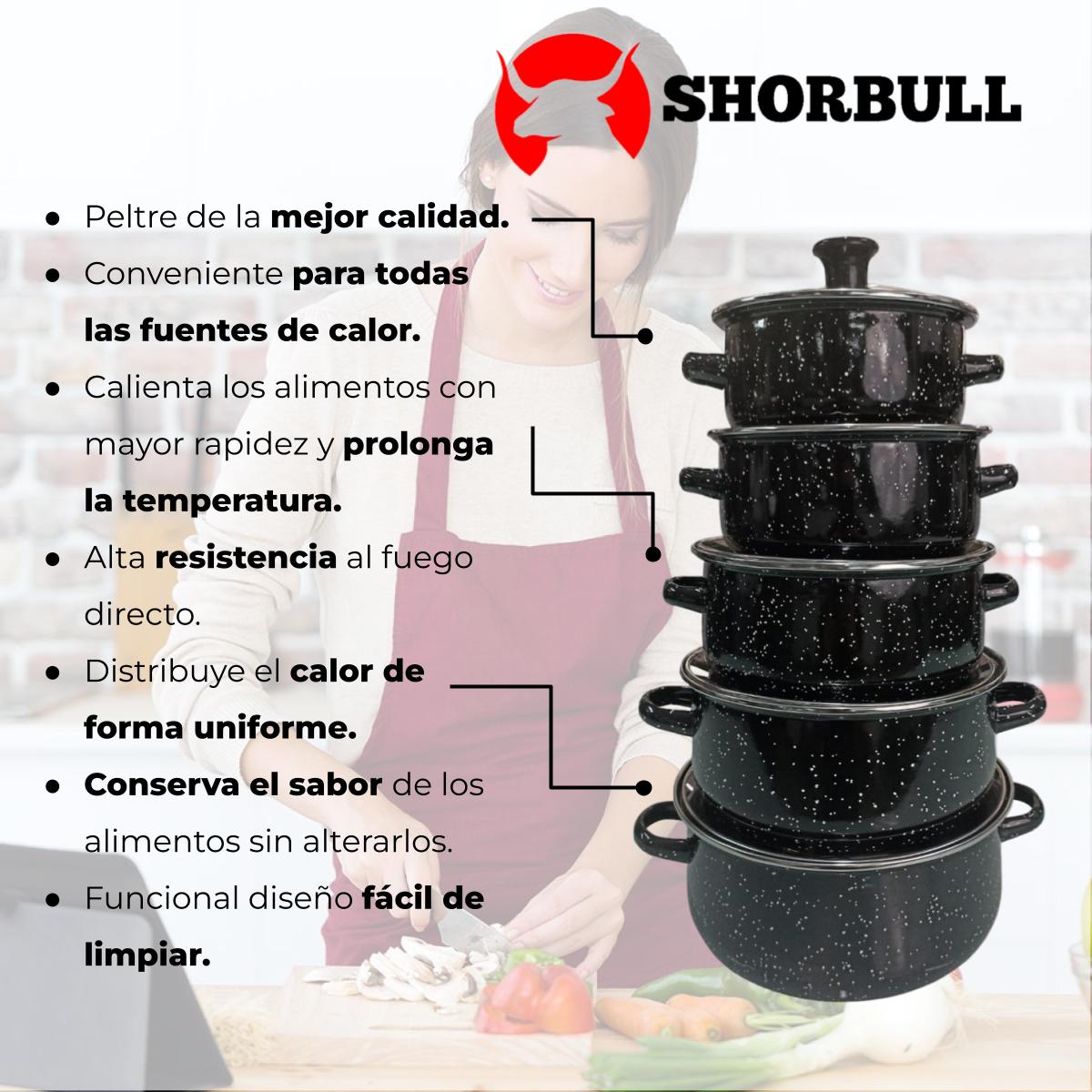 Juego de ollas con tapa de Peltre 10 pz International Negro