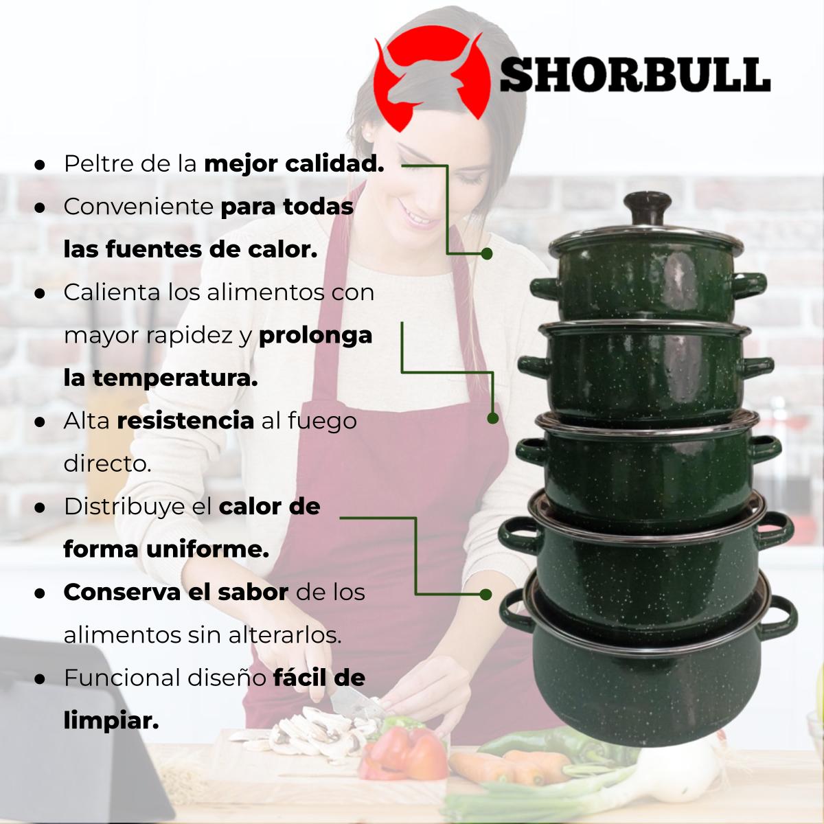 Juego de ollas con tapa de Peltre 10 pz International Verde