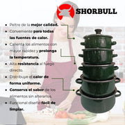 Juego de ollas de peltre Shorbull International 10pzs Verde