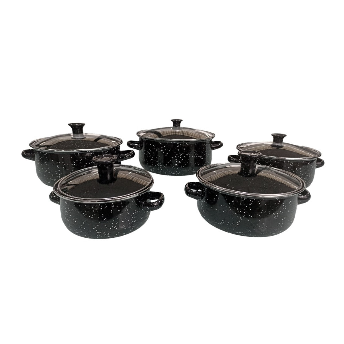 Juego de ollas con tapa de Peltre 10 pz International Negro