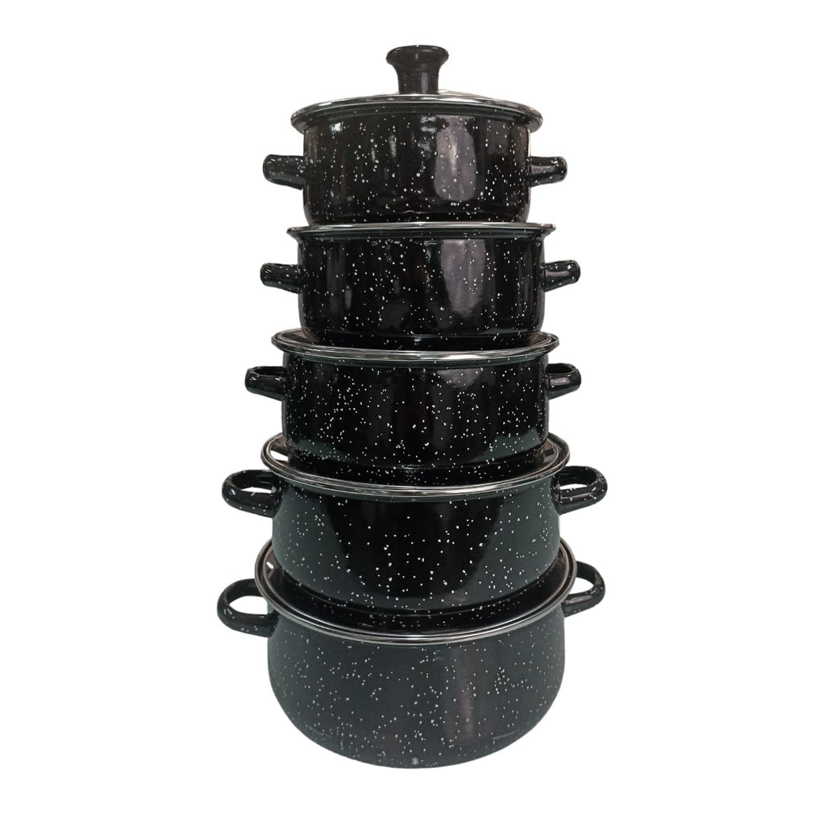 Juego de ollas con tapa de Peltre 10 pz International Negro