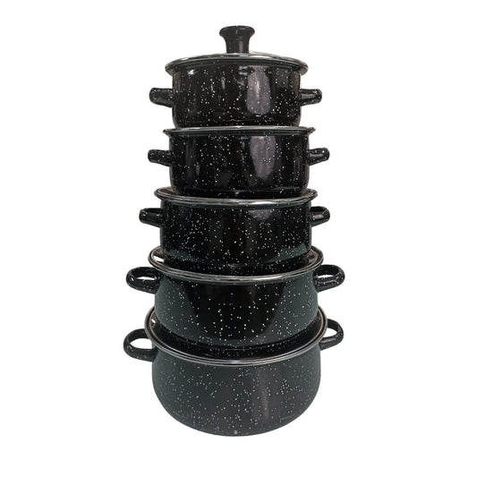 Juego de ollas con tapa de Peltre 10 pz International Negro