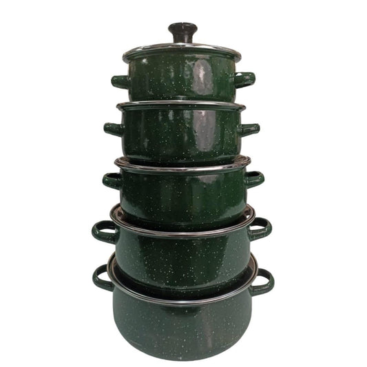 Juego de ollas con tapa de Peltre 10 pz International Verde