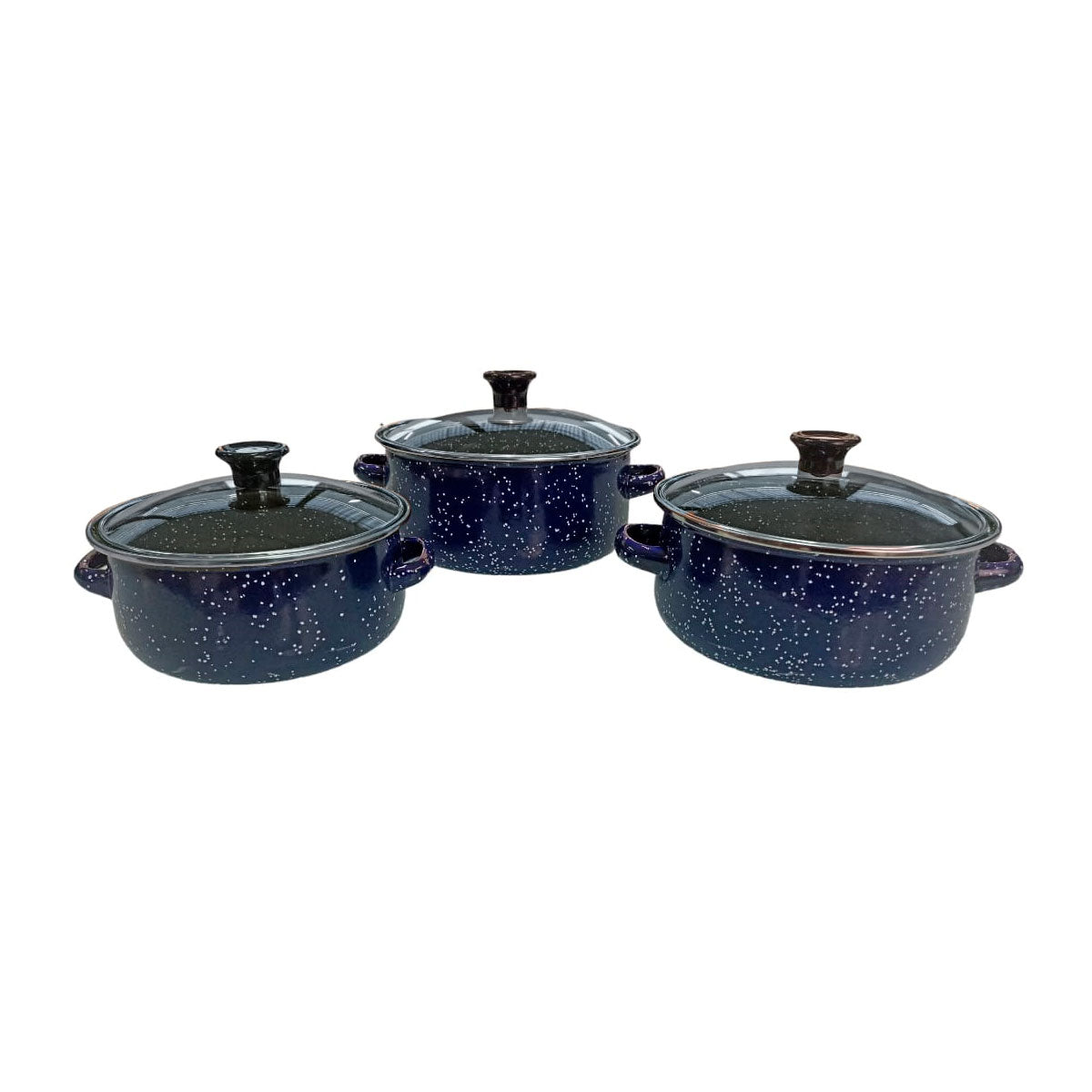 Juego de ollas con tapa de Peltre 6 pz International Azul