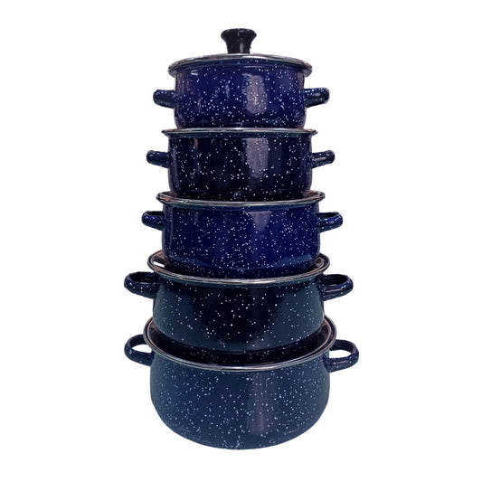 Juego de ollas con tapa de Peltre 10 pz International Azul