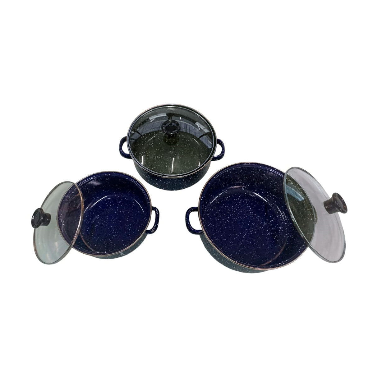 Juego de ollas con tapa de Peltre 6 pz International Azul