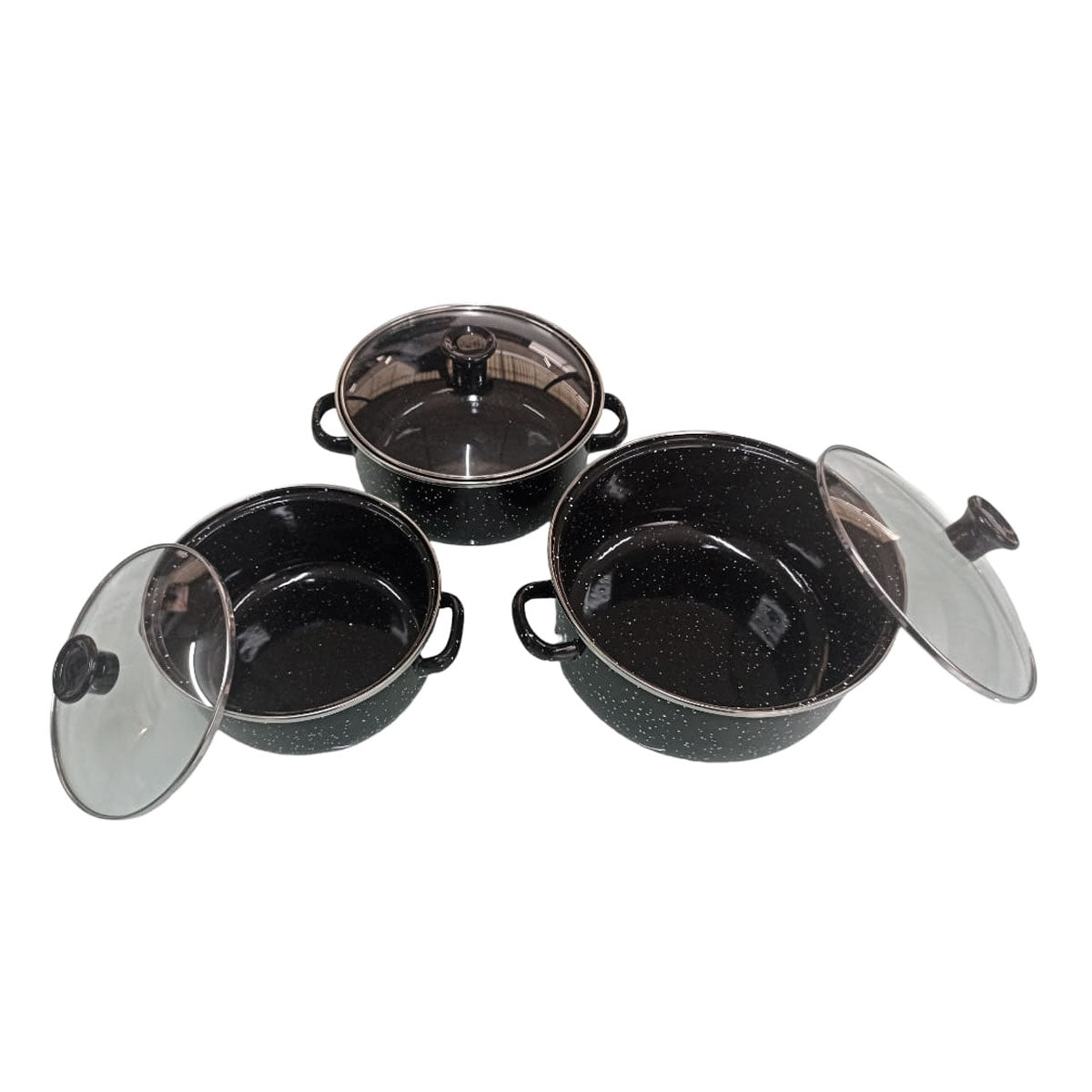 Juego de ollas con tapa de Peltre 6 pz International Negro