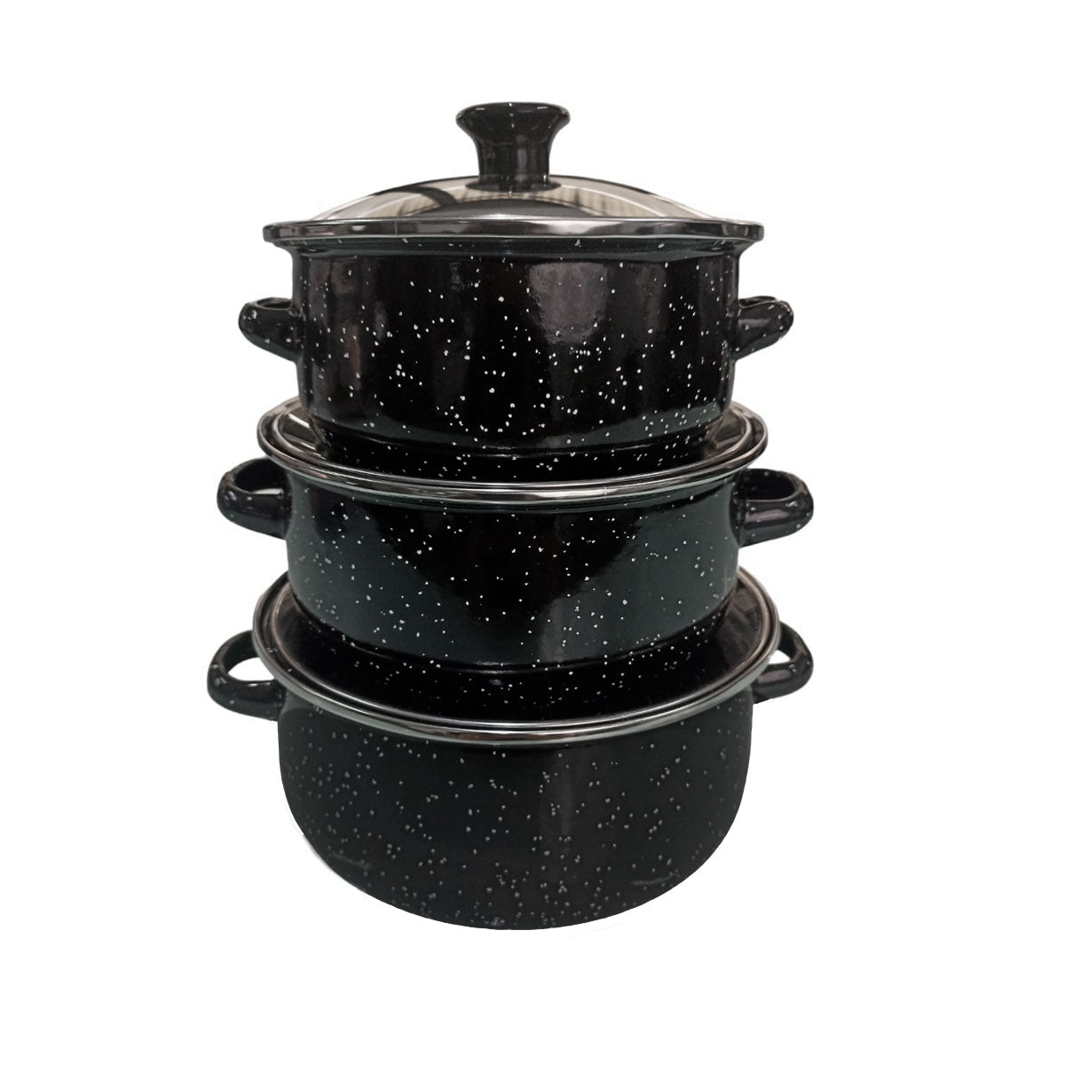 Juego de ollas con tapa de Peltre 6 pz International Negro
