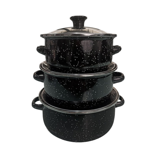 Juego de ollas con tapa de Peltre 6 pz International Negro