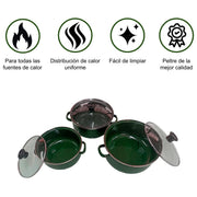 Juego de ollas de peltre Shorbull International 6pz Verde