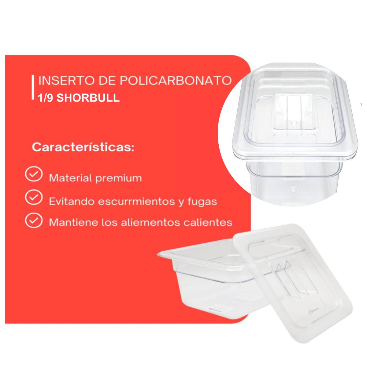 Inserto de policarbonato de 1/9 15cm con tapa