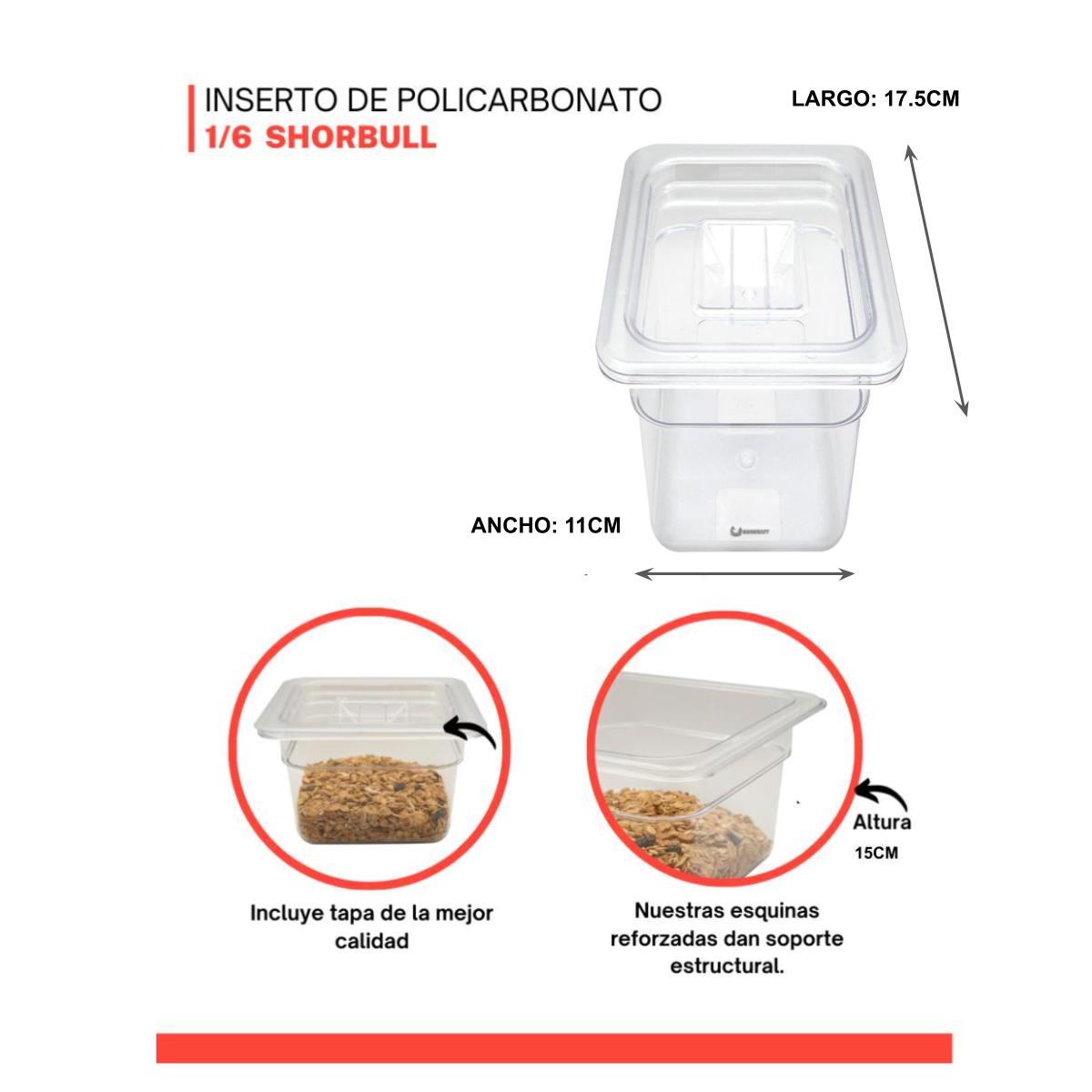 Inserto de policarbonato de 1/9 15cm con tapa