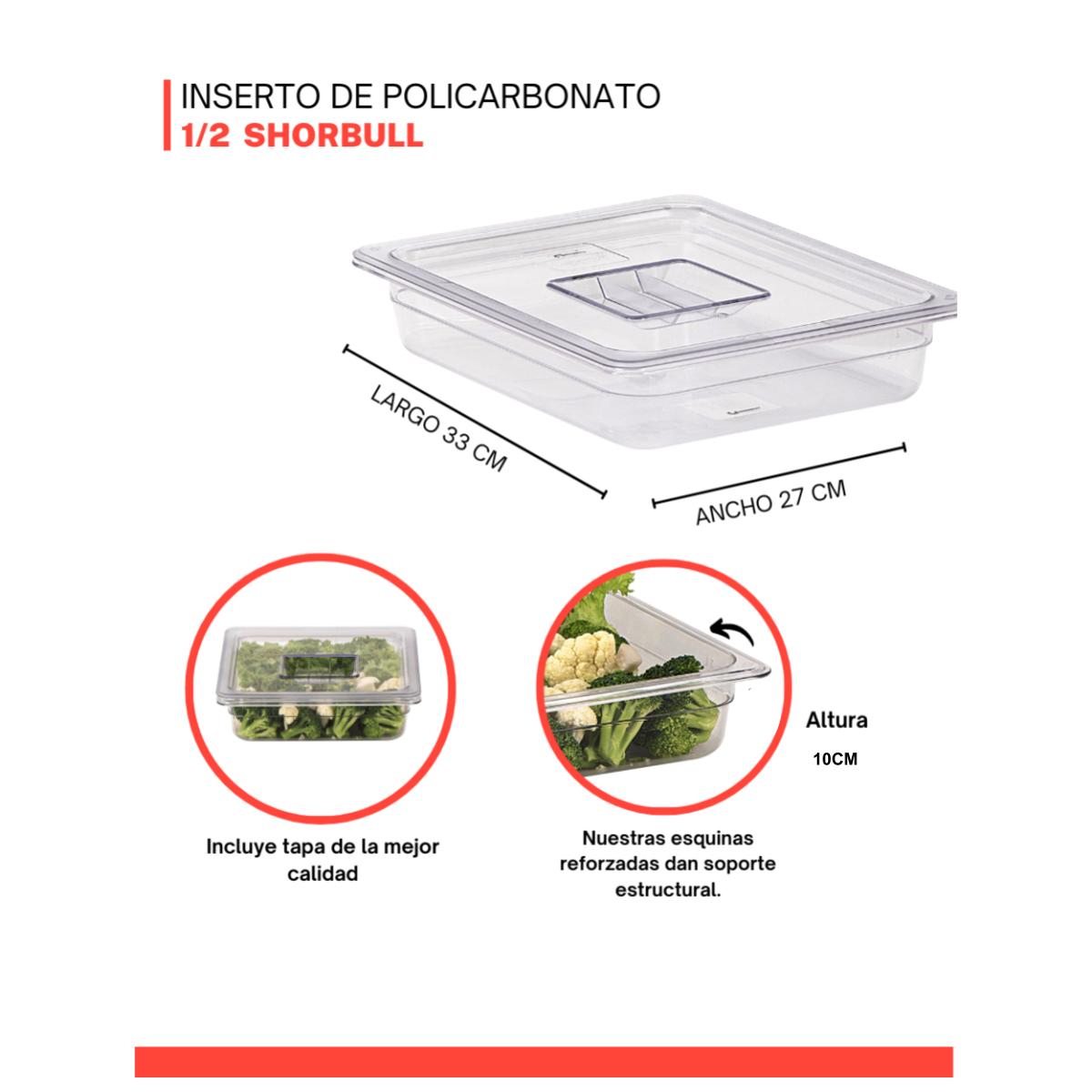 Inserto de policarbonato de 1/2 10cm con tapa