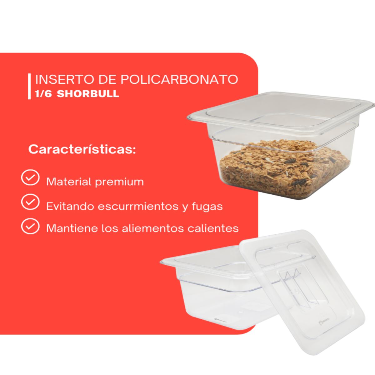 Inserto policarbonato 1/6 6cm con tapa