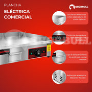 Plancha Eléctrica Industrial 110V de Acero Inoxidable Shorbull