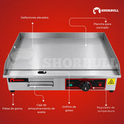 Plancha Eléctrica Industrial 110V de Acero Inoxidable Shorbull
