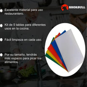 Kit 5 Tablas para picar SHORBULL multicolor