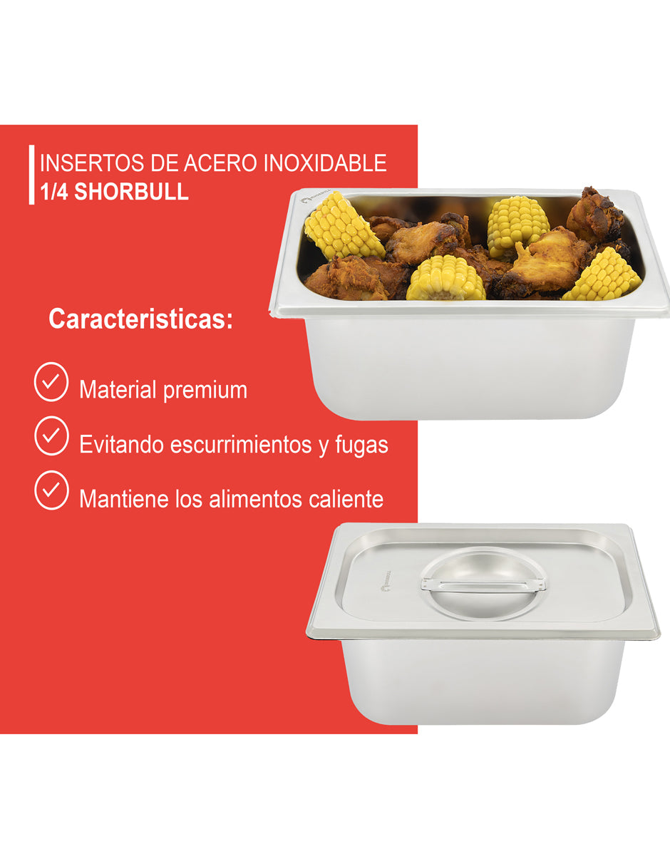 Inserto Acero Inoxidable 1/4 10cm con tapa
