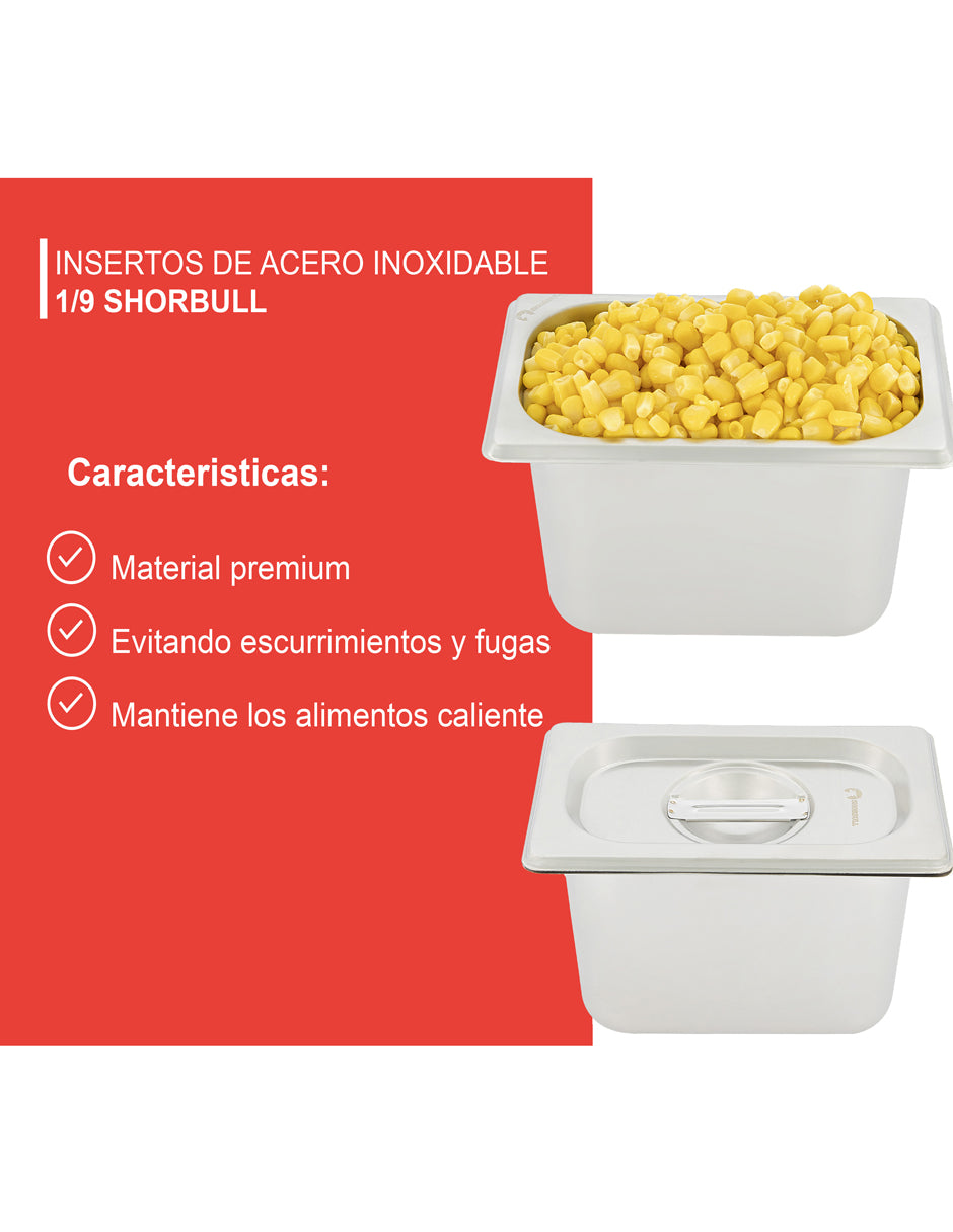 Inserto Acero Inoxidable 1/9  6.5cm con tapa