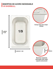 Inserto Acero Inoxidable 1/9  10cm con tapa