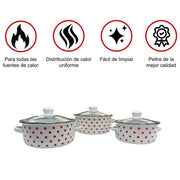 Juego de ollas de peltre Shorbull Good Choice Roja 6pz