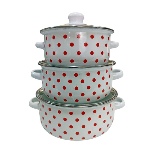 Juego de ollas con tapa de Peltre 6 pz Good Choice Blanca