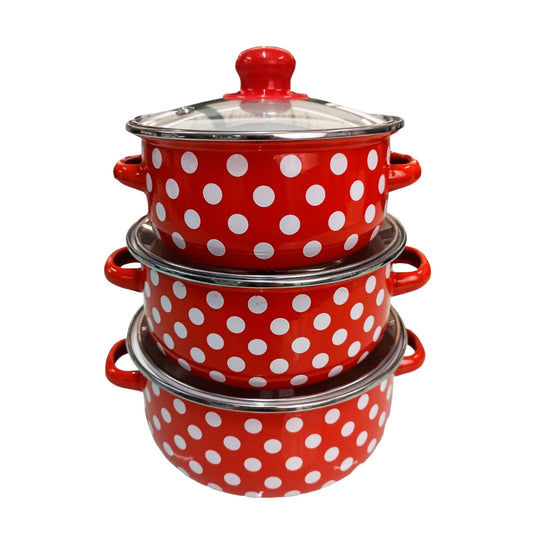 Juego de ollas con tapa de Peltre 6 pz Good Choice Roja