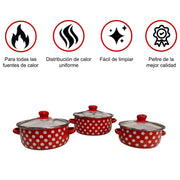 Juego de ollas de peltre Shorbull Good Choice Roja 6pz