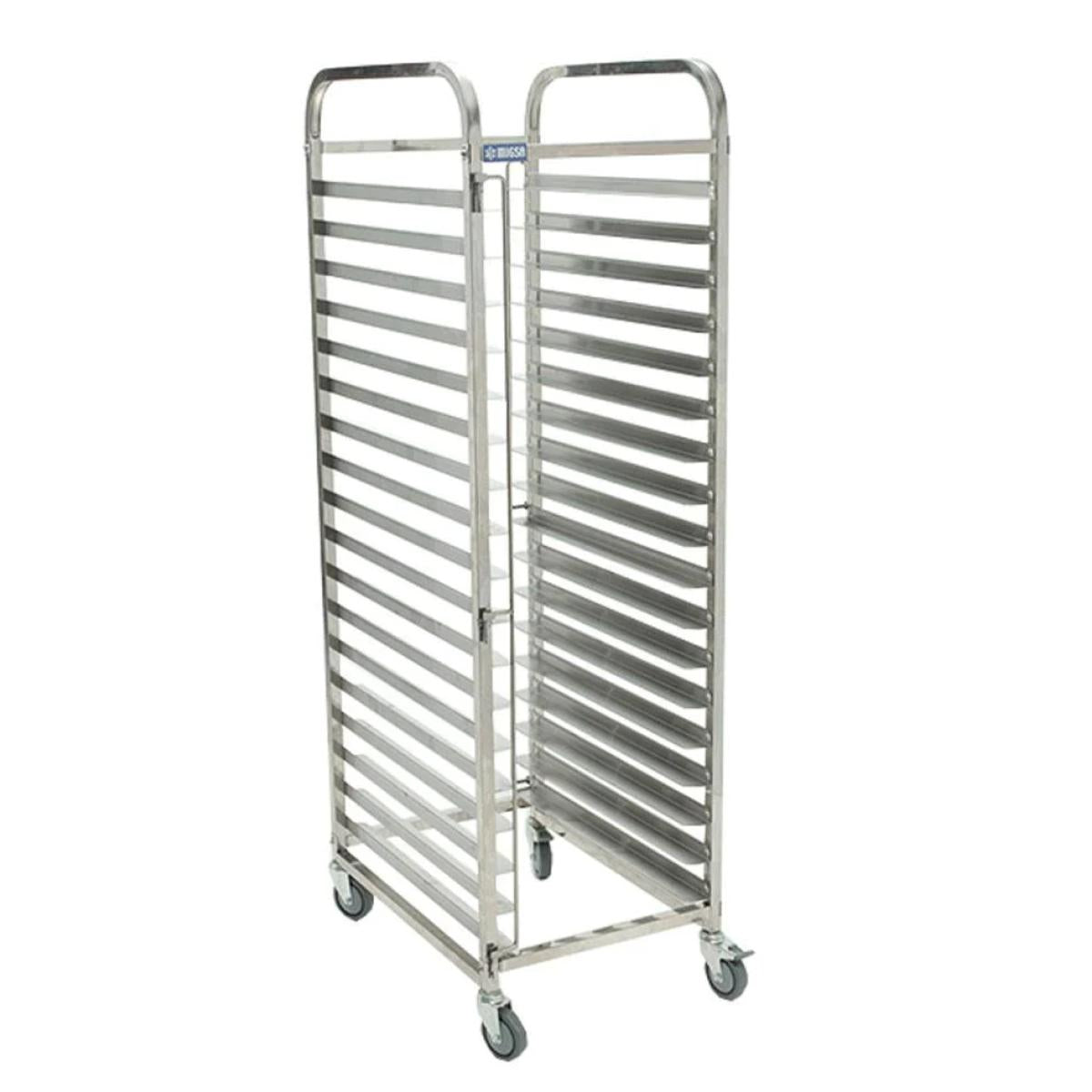 Rack espiguero con 20 niveles Shorbull Acero inoxidable con llantitas