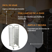 Rack espiguero con 20 niveles Shorbull Acero inoxidable con llantitas