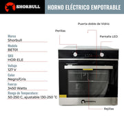 Horno Empotrable Eléctrico de Convección SHORBULL 65 litros Negro