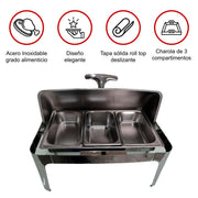 Chafer Hotelera 1/3 Shorbull Acero Inoxidable Buffet Servicio Alimentos