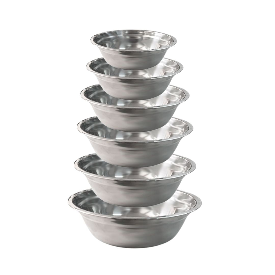 Kit de 6 Bowls de acero inoxidabale Shorbull Medidas 14-16-18-20-22-24cm