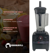 Licuadora Profesional Shorbull 2L Negra 4500W Uso Rudo para Frappes