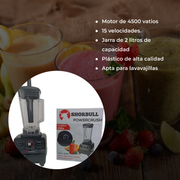 Licuadora Profesional Shorbull 2L Negra 4500W Uso Rudo para Frappes