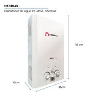 Calentador de Agua Instantáneo SHORBULL 12 Litros con Display Digital Blanco