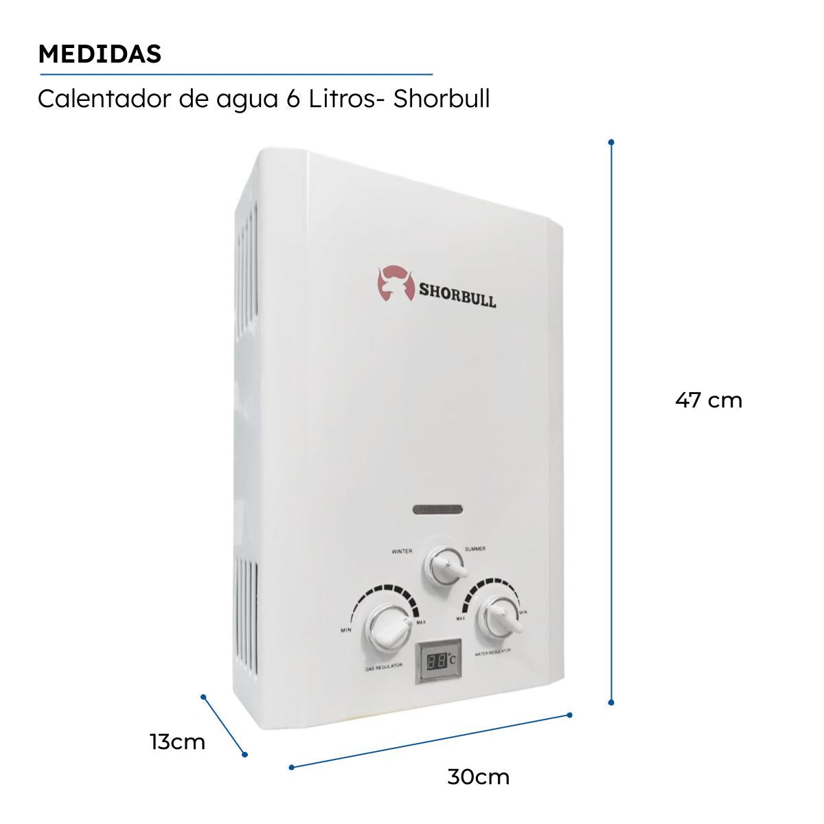 Calentador Paso Instantáneo Agua Ahorrador Gas 6L