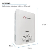 Calentador de Agua Instantáneo SHORBULL 6 Litros con Display Digital Blanco