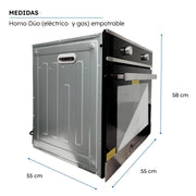 Horno Empotrable Eléctrico /Gas dúo de Convección SHORBULL 65 litros Negro